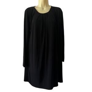 Context Size L Black Knit Dress Womans Long Sleeves Pleats Minimalist